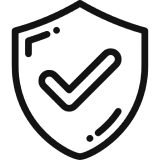 Shield icon with check mark inside.